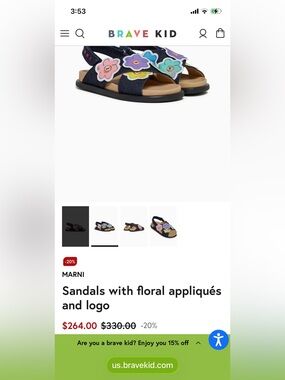 Marni Navy Kids Sandals with Multicolor Flower Appliqués
